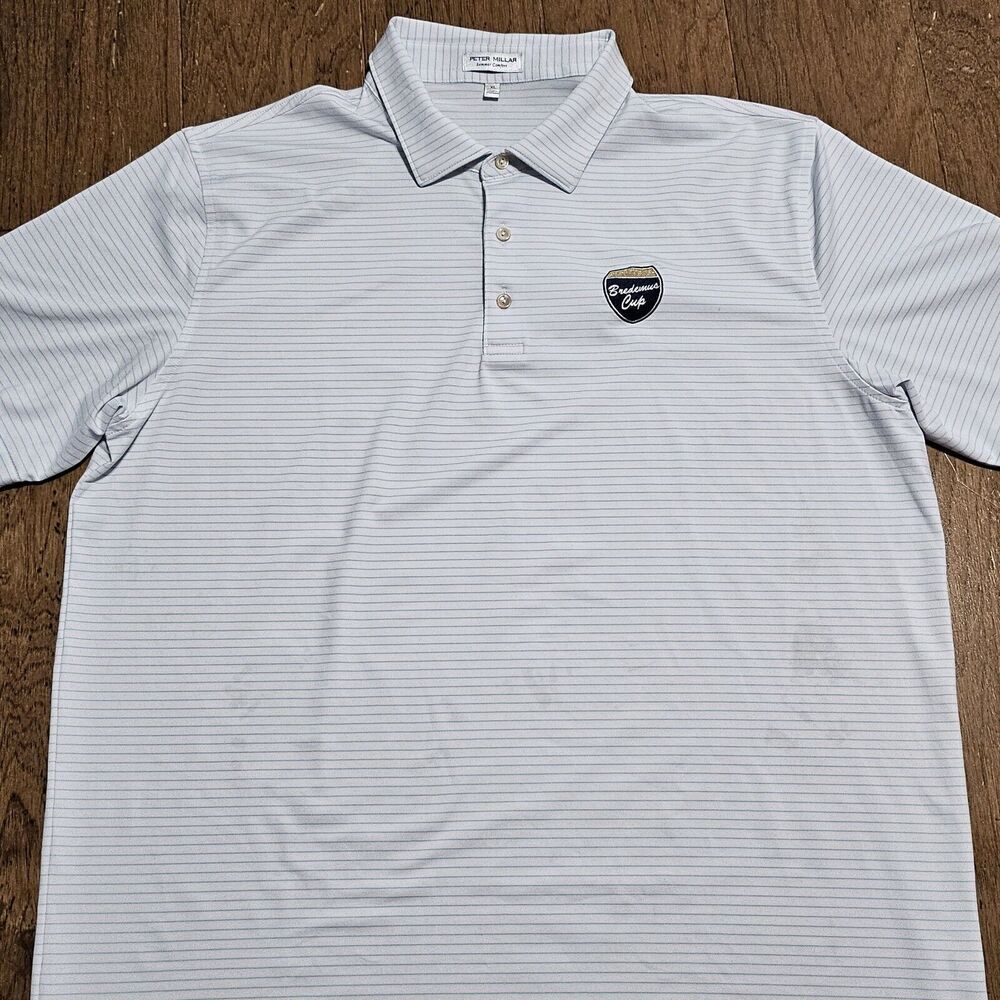 Peter Millar Polo Shirt Mens XL Blue Striped Summer Comfort Short Sleeve Stretch - Picture 3 of 9